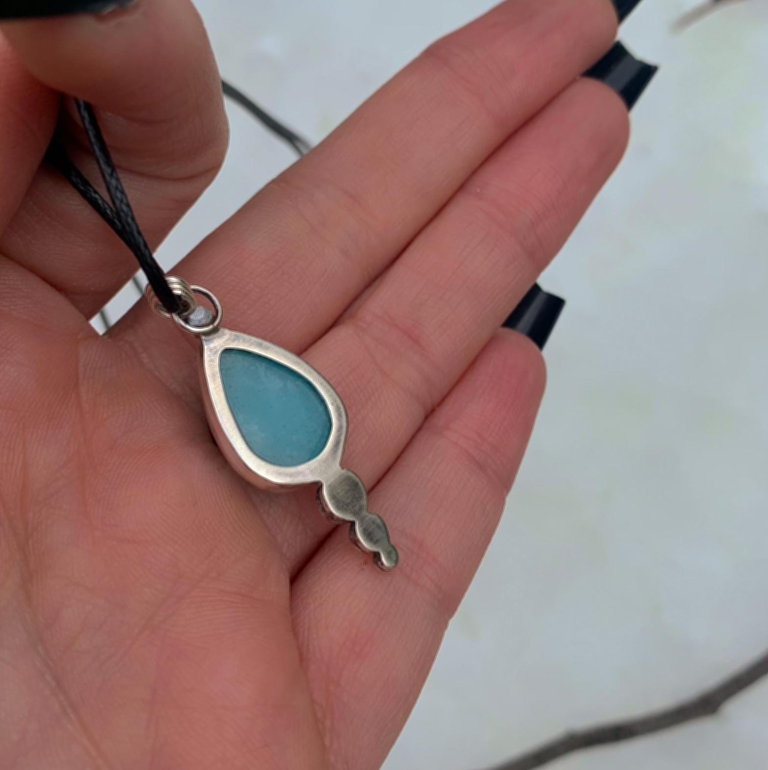 Smithsonite Pendant - Sterling Silver - Winter Snow Necklace