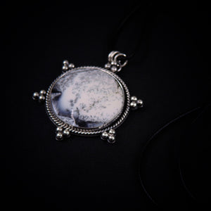 Dendritic Opal Snowflake Pendant - Sterling Silver - Winter Snow Necklace