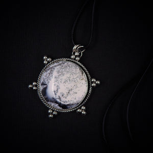 Dendritic Opal Snowflake Pendant - Sterling Silver - Winter Snow Necklace