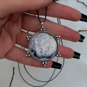 Dendritic Opal Snowflake Pendant - Sterling Silver - Winter Snow Necklace
