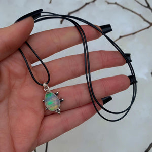 Rose Cut Himalayan Quartz & Aurora Opal Pendant - Sterling Silver