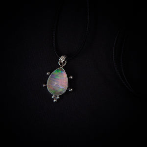 Rose Cut Himalayan Quartz & Aurora Opal Pendant - Sterling Silver