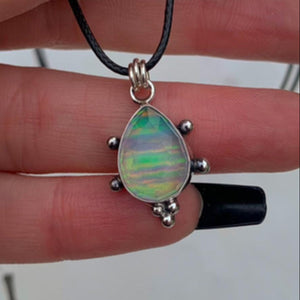Rose Cut Himalayan Quartz & Aurora Opal Pendant - Sterling Silver