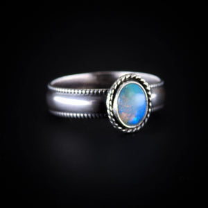 Australian Crystal Opal Ring - Size 11 - Sterling Silver