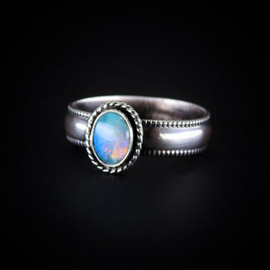 Australian Crystal Opal Ring - Size 11 - Sterling Silver