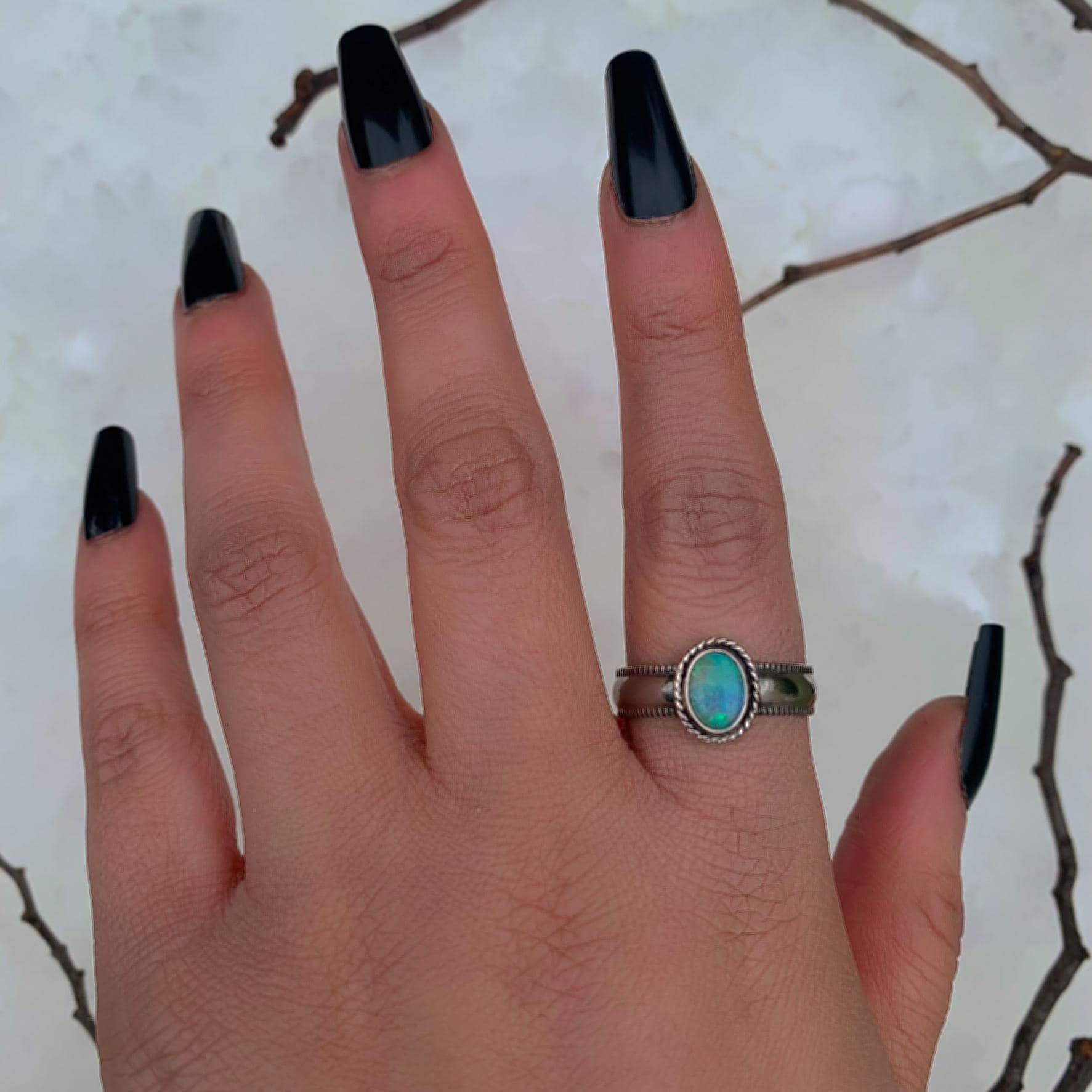 Australian Crystal Opal Ring - Size 11 - Sterling Silver