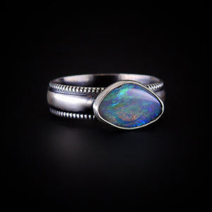 Australian Crystal Opal Ring - Size 8 1/4 - Sterling Silver