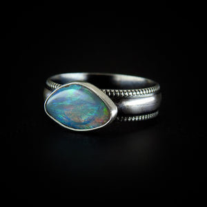Australian Crystal Opal Ring - Size 8 1/4 - Sterling Silver