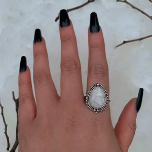 White Howlite Ring - Size 12 1/4 - Sterling Silver