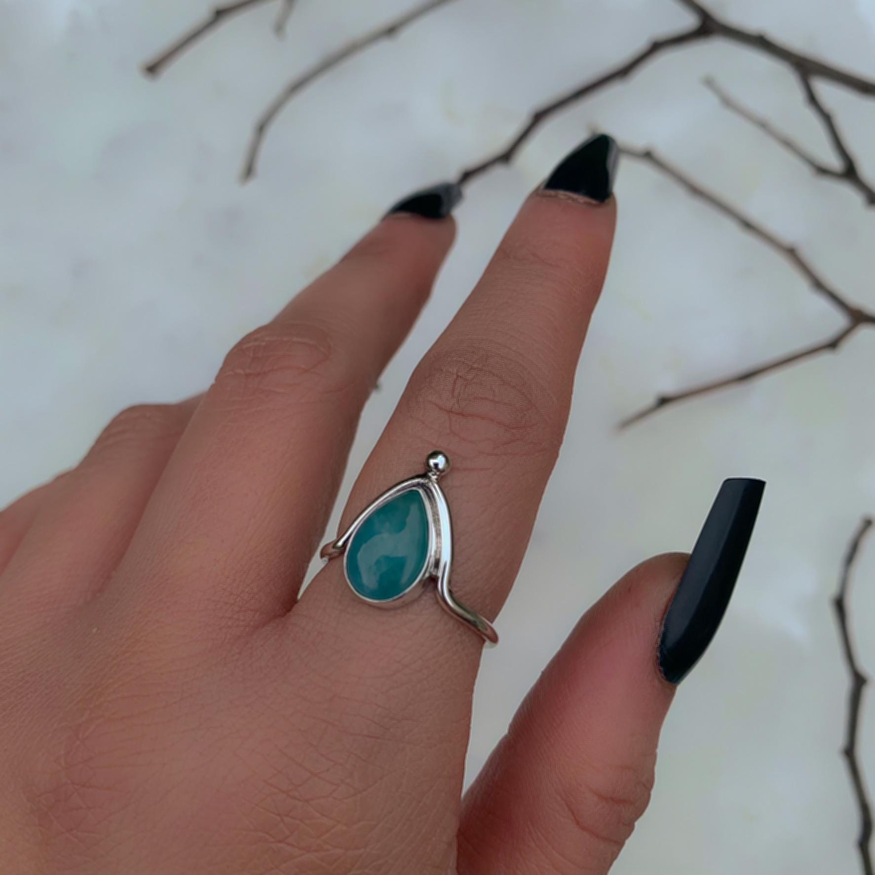 Smithsonite Ring - Size 7 1/2 to 7 3/4 - Sterling Silver