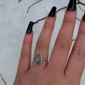 Rose Cut Moonstone Ring - Size 6 - Sterling Silver