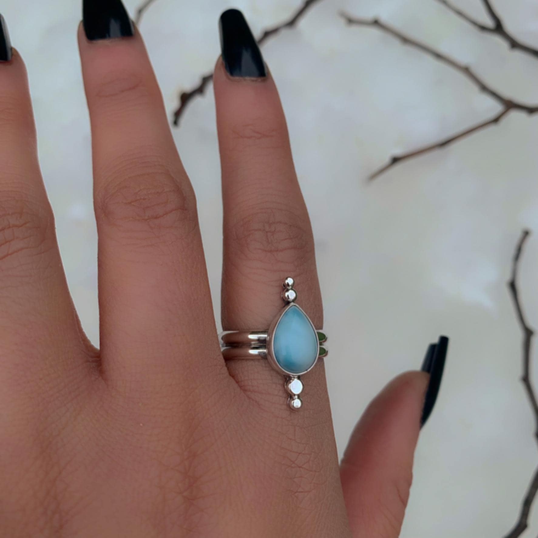 Larimar Ring - Size 9 to 9/4 - Sterling Silver
