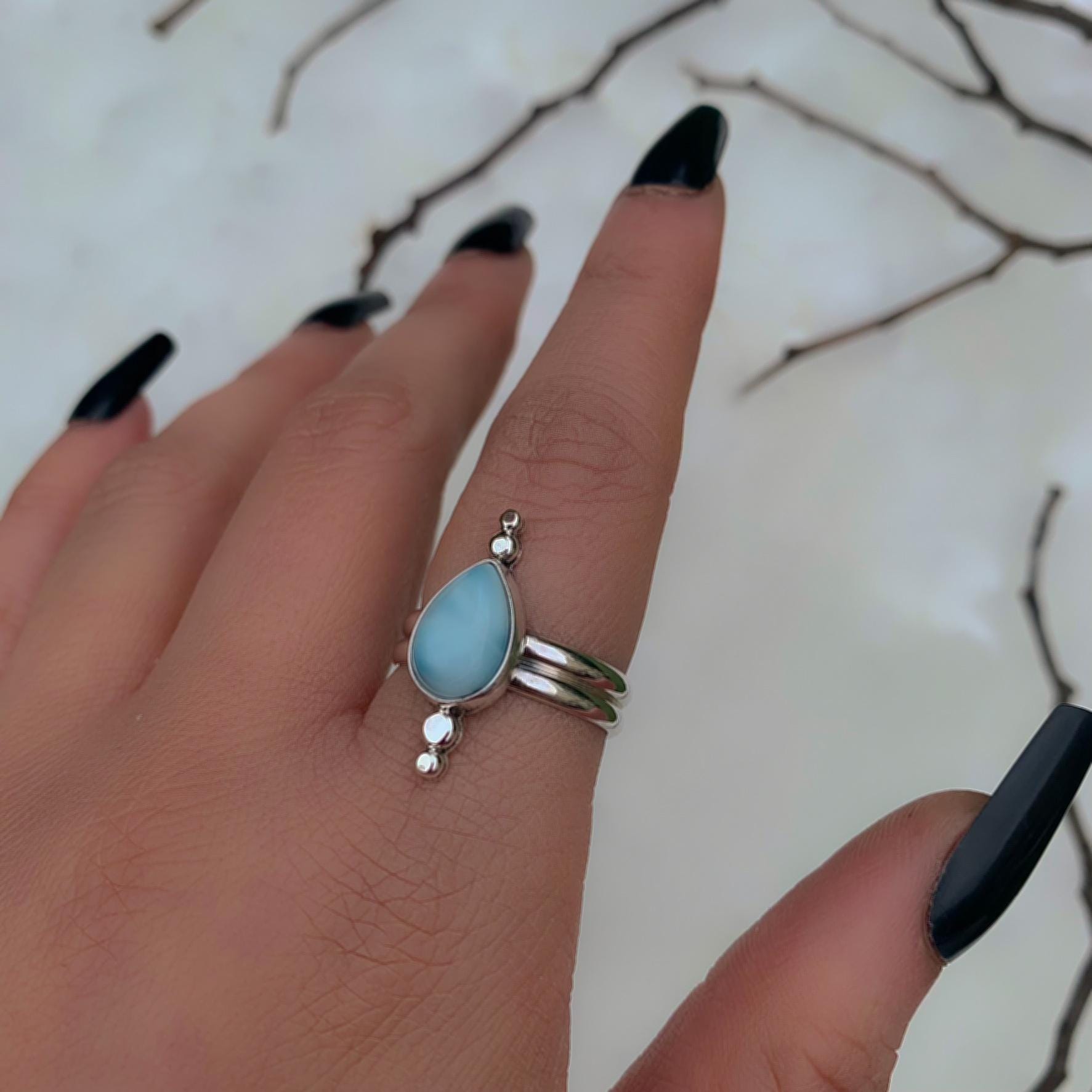 Larimar Ring - Size 9 to 9/4 - Sterling Silver