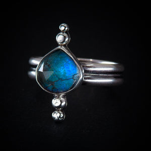 Rose Cut Quartz & Monarch Opal Ring - Size 10 1/4 - Sterling Silver