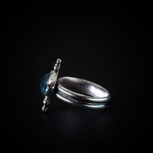 Rose Cut Quartz & Monarch Opal Ring - Size 10 1/4 - Sterling Silver