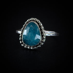 Rose Cut Aquamarine Ring - Size 12 - Sterling Silver