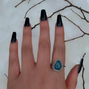 Rose Cut Aquamarine Ring - Size 12 - Sterling Silver