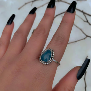 Rose Cut Aquamarine Ring - Size 12 - Sterling Silver