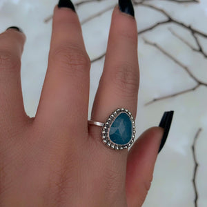 Rose Cut Aquamarine Ring - Size 12 - Sterling Silver