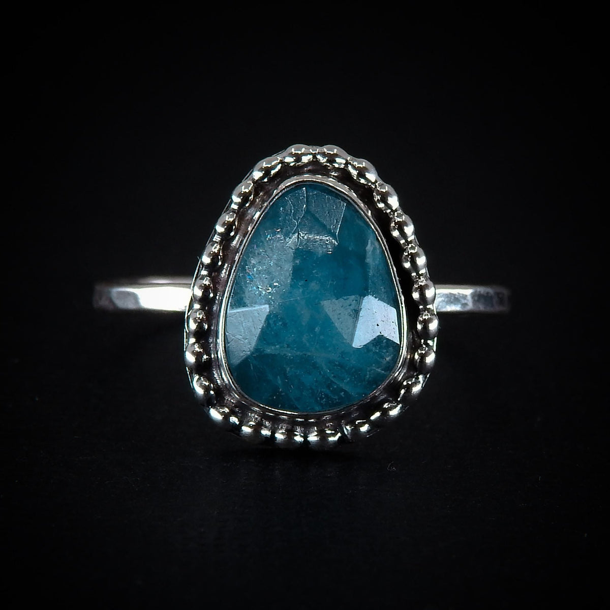 Rose Cut Aquamarine Ring - Size 12 - Sterling Silver