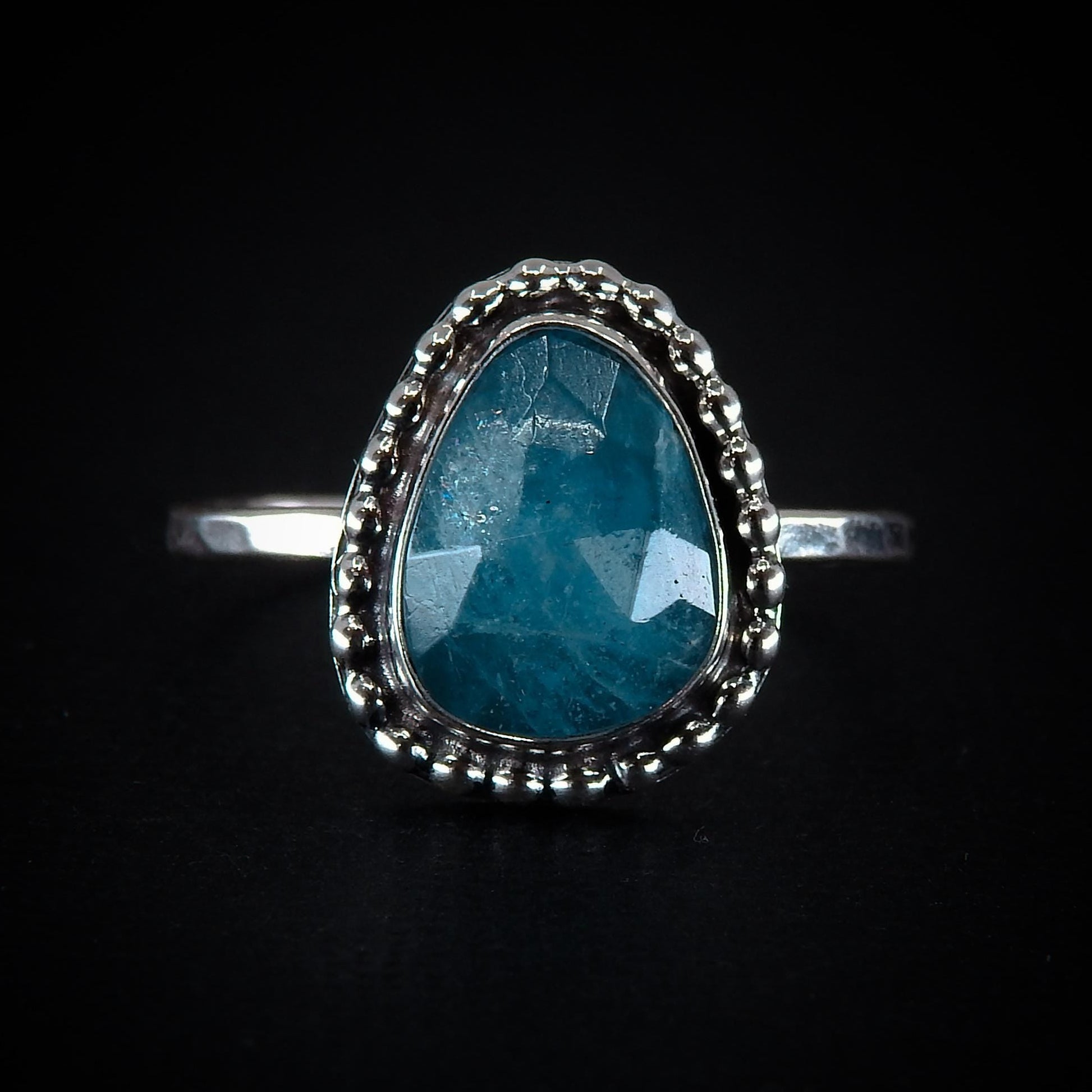 Rose Cut Aquamarine Ring - Size 12 - Sterling Silver