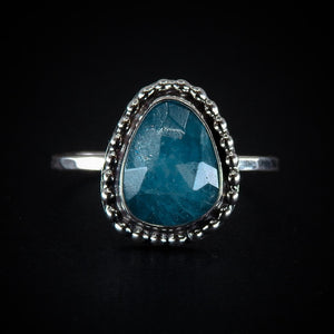 Rose Cut Aquamarine Ring - Size 12 - Sterling Silver