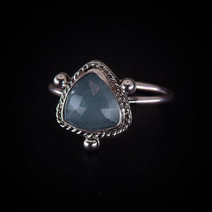 Rose Cut Aquamarine Ring - Size 10 - Sterling Silver