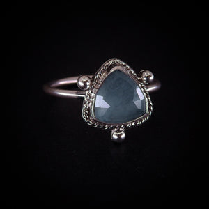 Rose Cut Aquamarine Ring - Size 10 - Sterling Silver