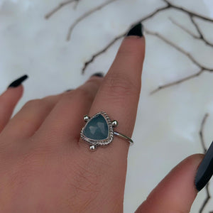 Rose Cut Aquamarine Ring - Size 10 - Sterling Silver