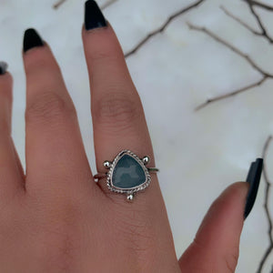 Rose Cut Aquamarine Ring - Size 10 - Sterling Silver
