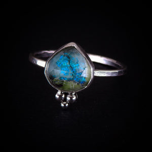 Rose Cut Quartz & Monarch Opal Ring - Size 9 3/4 - Sterling Silver