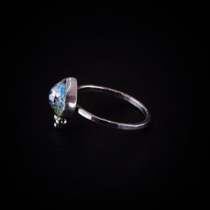 Rose Cut Quartz & Monarch Opal Ring - Size 9 3/4 - Sterling Silver