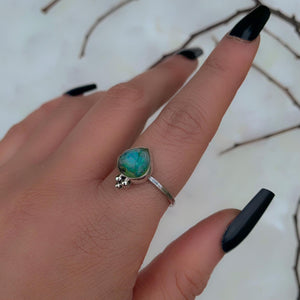 Rose Cut Quartz & Monarch Opal Ring - Size 9 3/4 - Sterling Silver