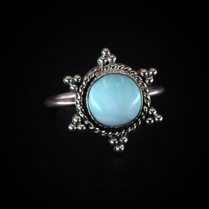 Larimar Snowflake Ring - Size 10 1/2 - Sterling Silver