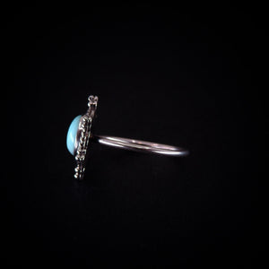 Larimar Snowflake Ring - Size 10 1/2 - Sterling Silver