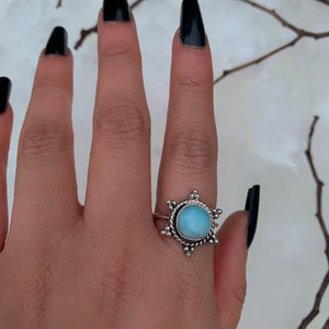 Larimar Snowflake Ring - Size 10 1/2 - Sterling Silver