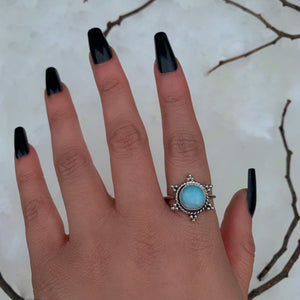 Larimar Snowflake Ring - Size 10 1/2 - Sterling Silver
