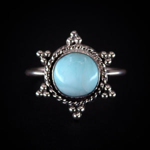 Larimar Snowflake Ring - Size 10 1/2 - Sterling Silver