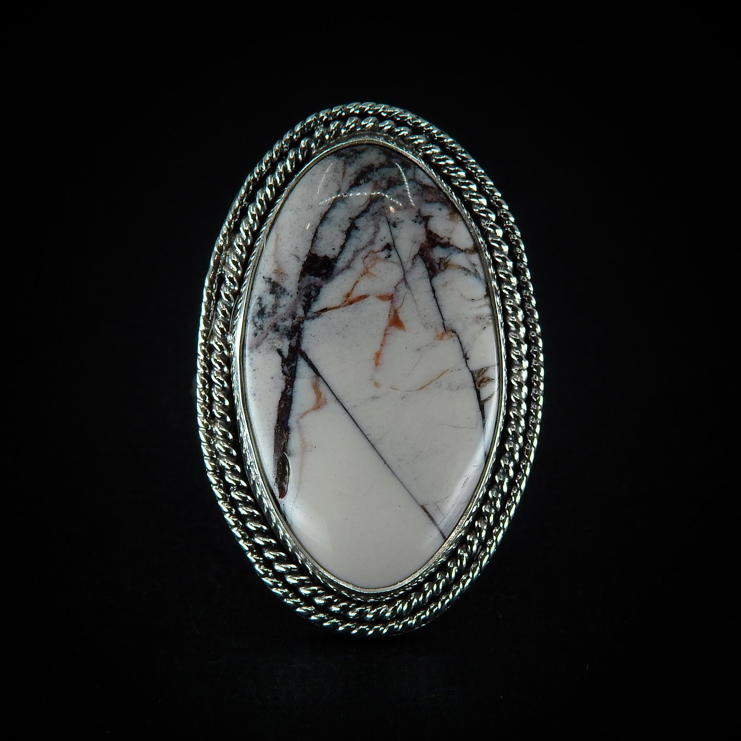 Porcelain Jasper Ring - Size 10 1/4 - Sterling Silver