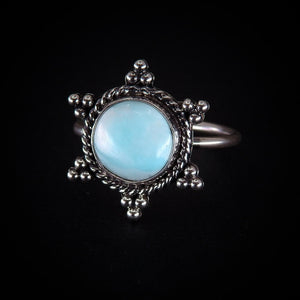 Larimar Snowflake Ring - Size 8 1/2 - Sterling Silver
