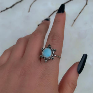 Larimar Snowflake Ring - Size 8 1/2 - Sterling Silver