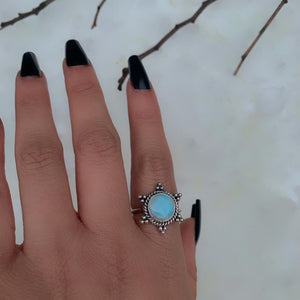 Larimar Snowflake Ring - Size 8 1/2 - Sterling Silver