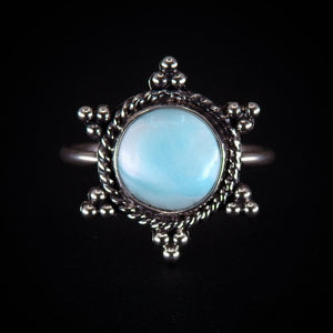Larimar Snowflake Ring - Size 8 1/2 - Sterling Silver