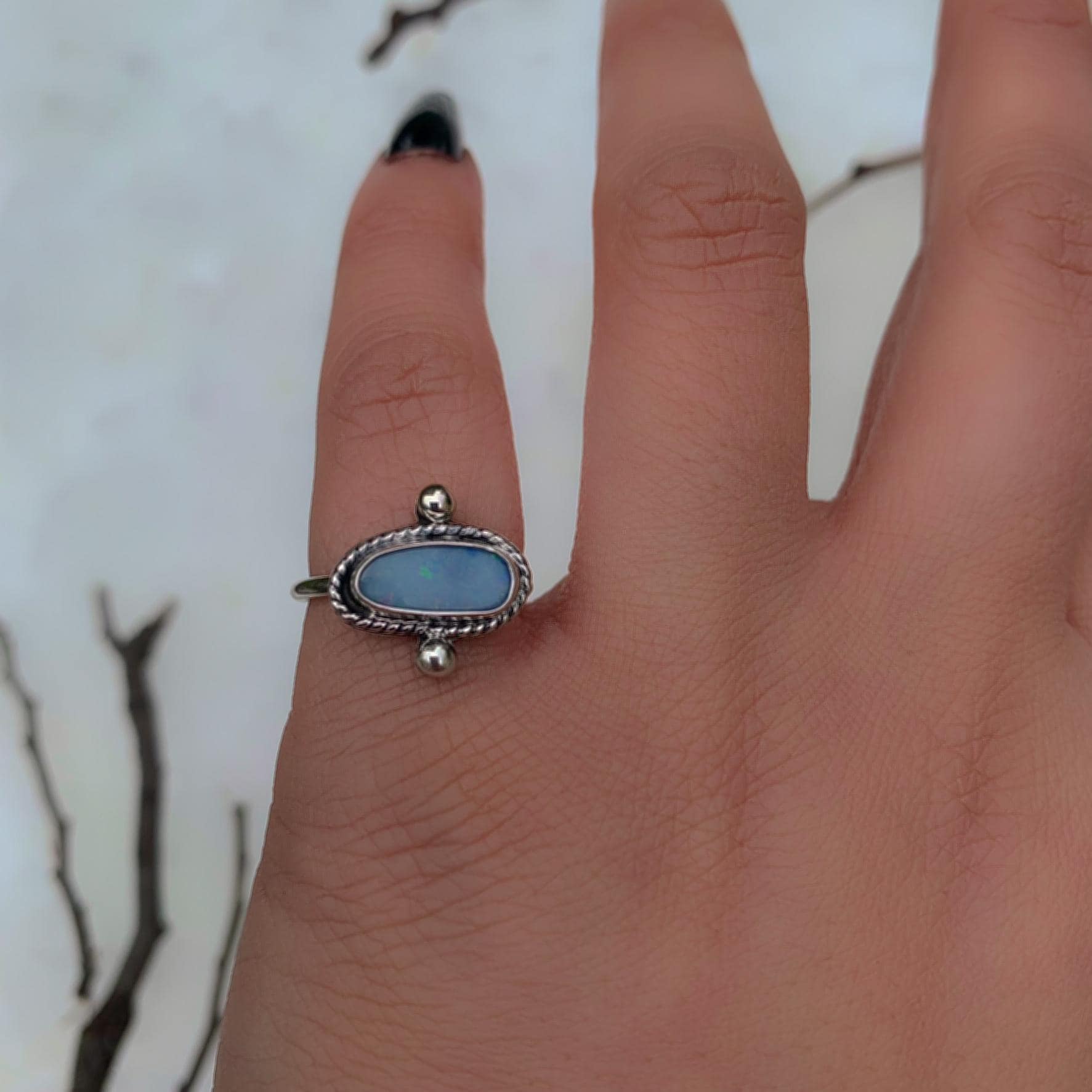 Australian Opal Ring - Size 5 - Sterling Silver