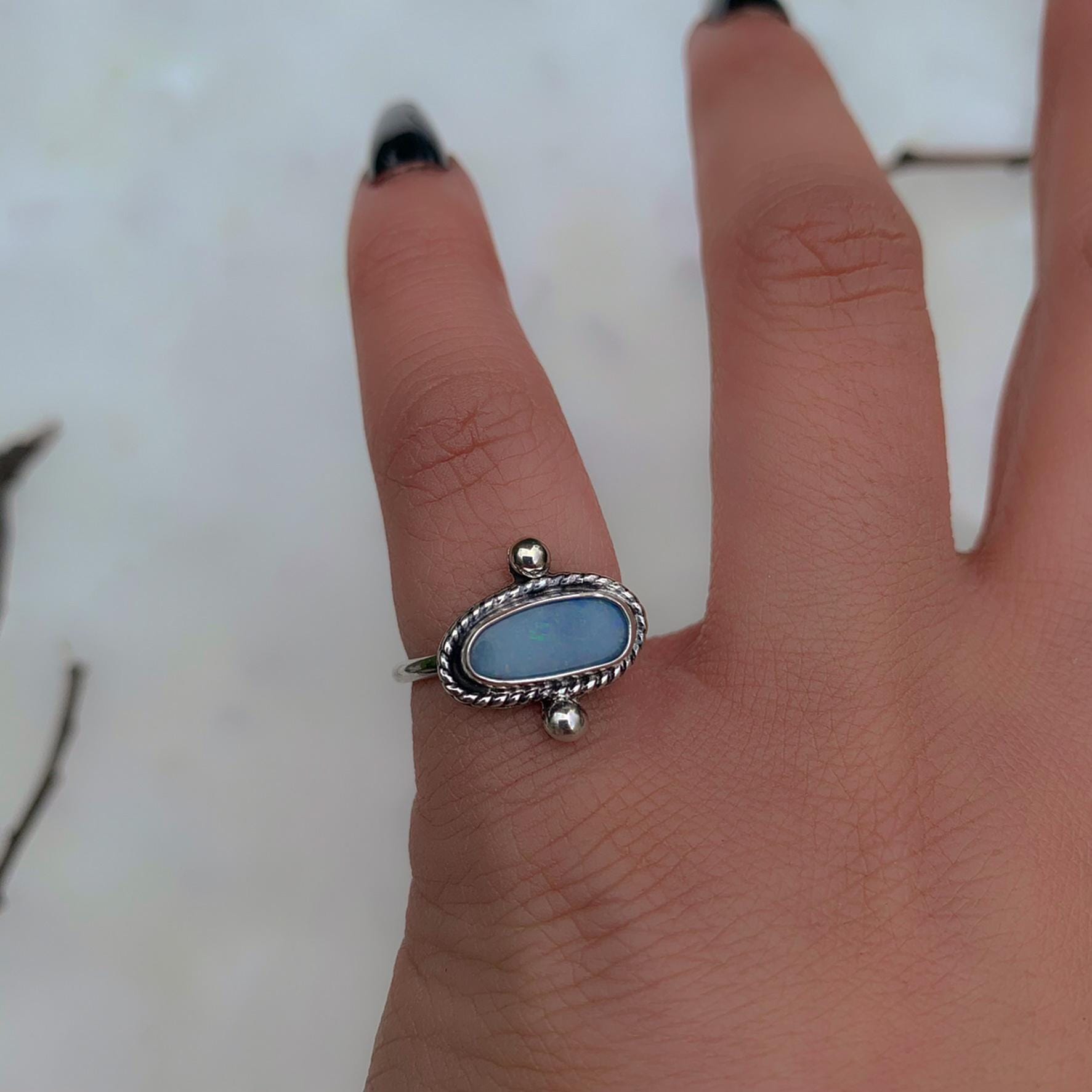 Australian Opal Ring - Size 5 - Sterling Silver
