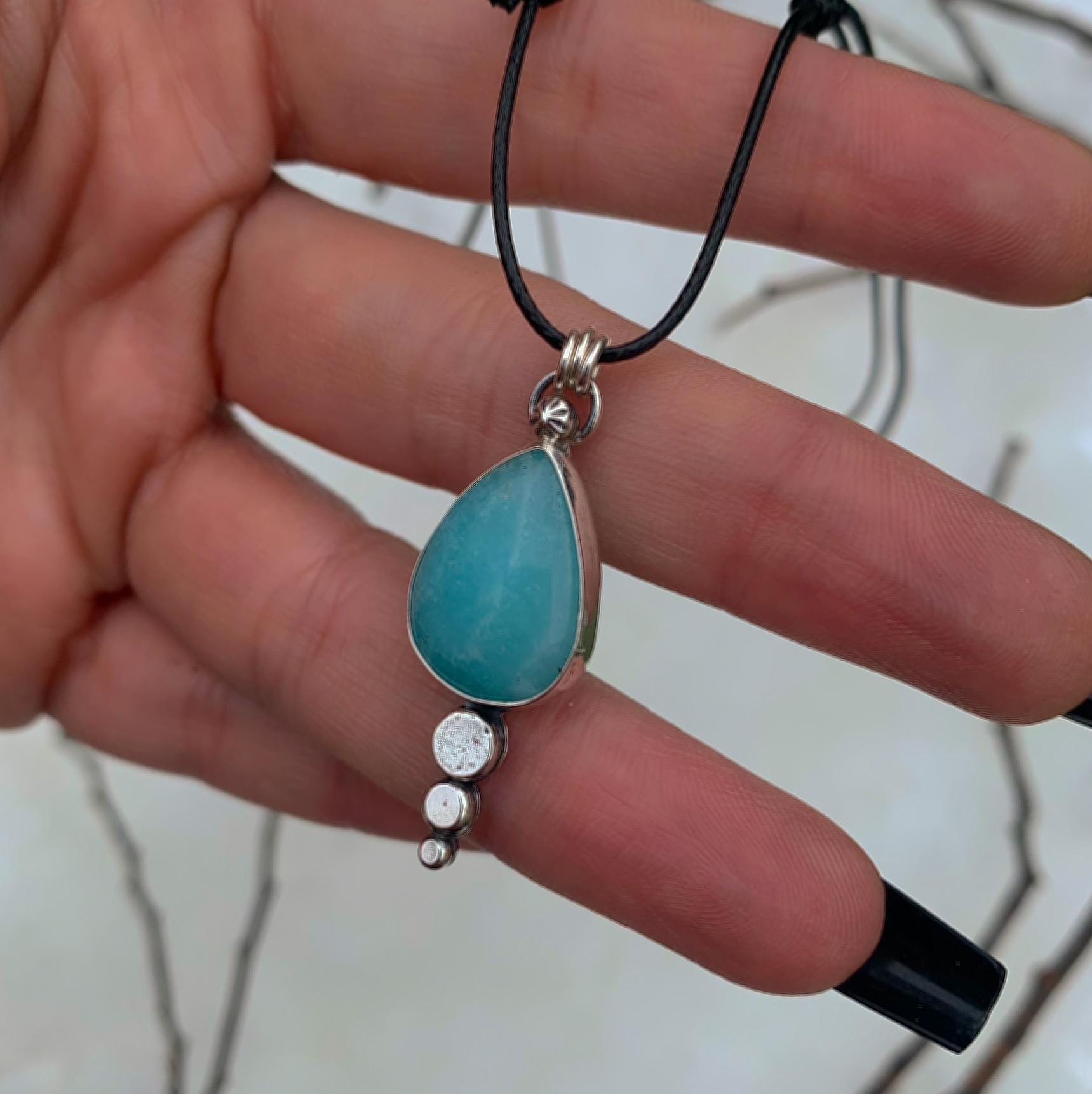 Smithsonite Pendant - Sterling Silver - Winter Snow Necklace