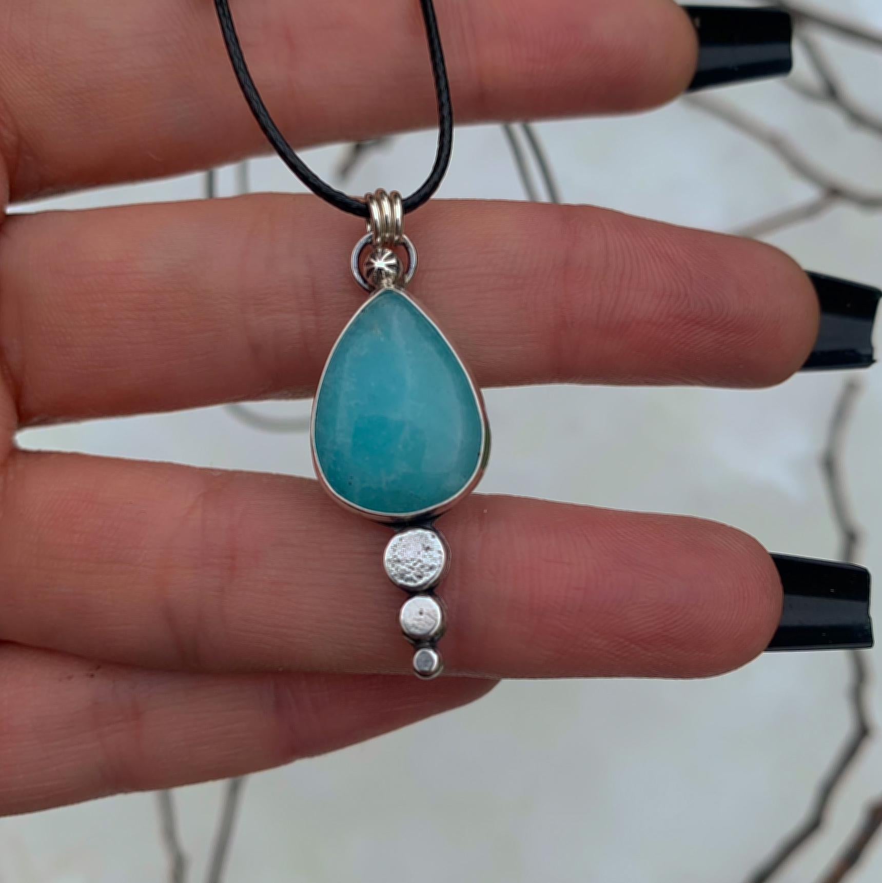 Smithsonite Pendant - Sterling Silver - Winter Snow Necklace