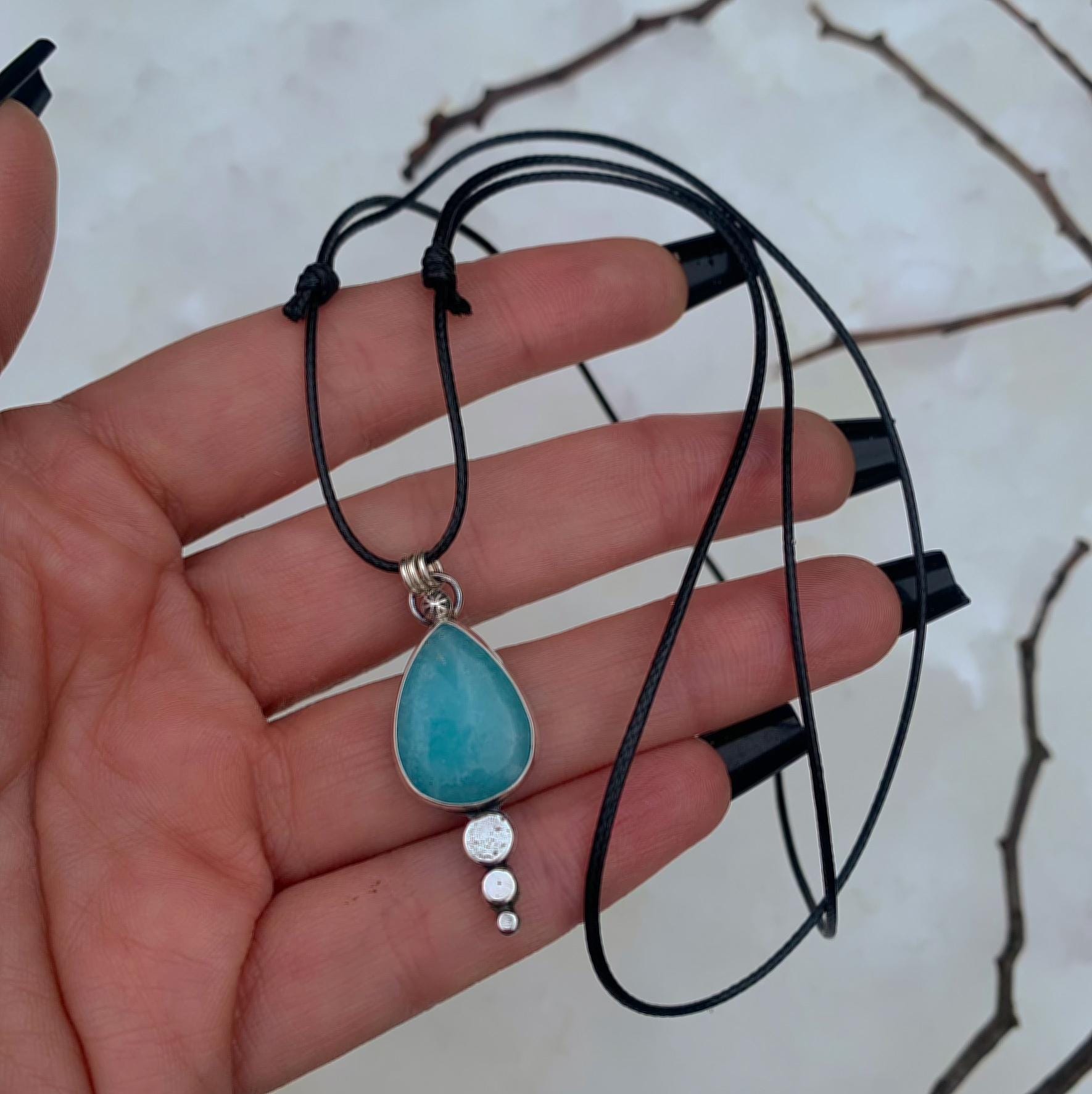 Smithsonite Pendant - Sterling Silver - Winter Snow Necklace