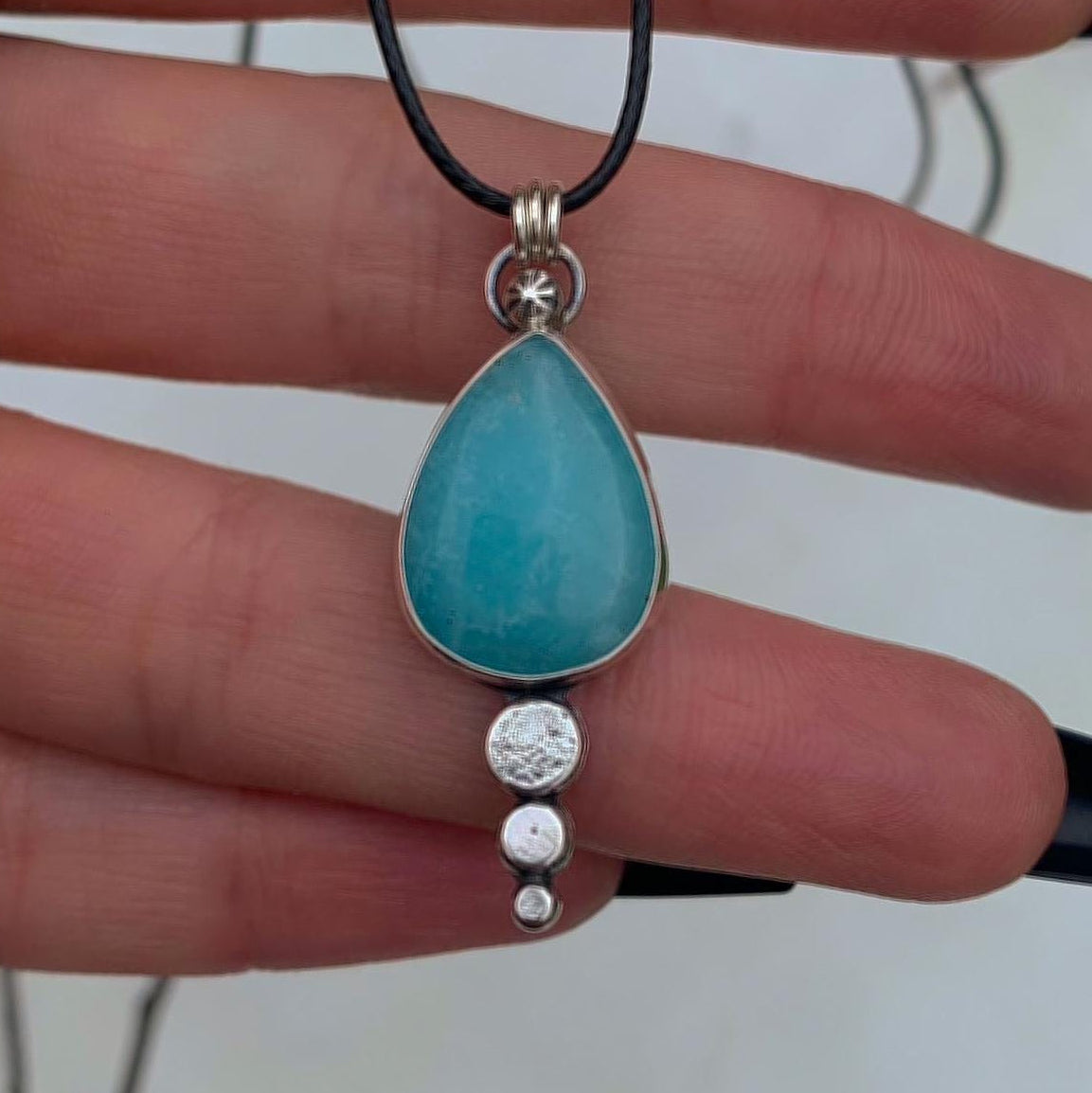 Smithsonite Pendant - Sterling Silver - Winter Snow Necklace