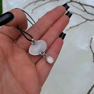 Australian Opal Cloud & Moonstone Snow Pendant - Sterling Silver - Winter Necklace